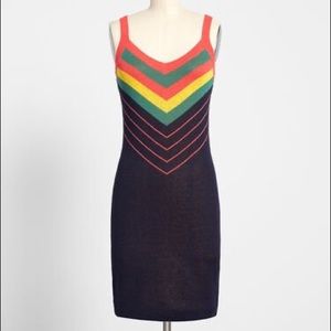 Modcloth Nostalgic Bliss Rainbow Tank Dress Small